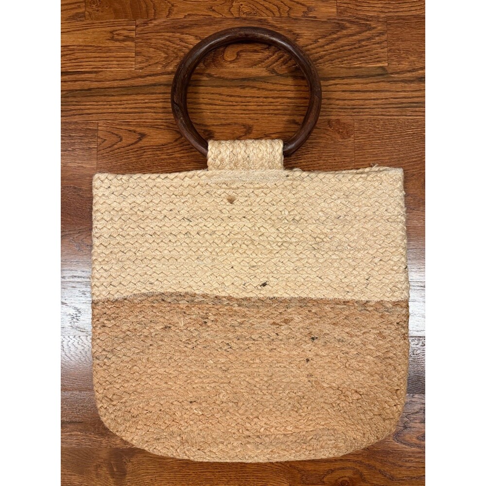 J. Jill Jute Market Tote Bag Purse Wooden Handles 18 x 16" NWOT - Picture 3 of 8
